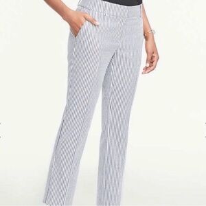 Ann Taylor Factory Blue and White Striped Straight Leg Pants